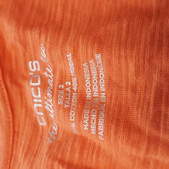 4 Chico's Ultimate Tees Cotton&Modal Material Tan,  Orange, Coral & Black L - Picture 4 of 5